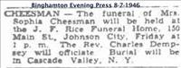 Cheeseman, Sophia - Funeral Notice